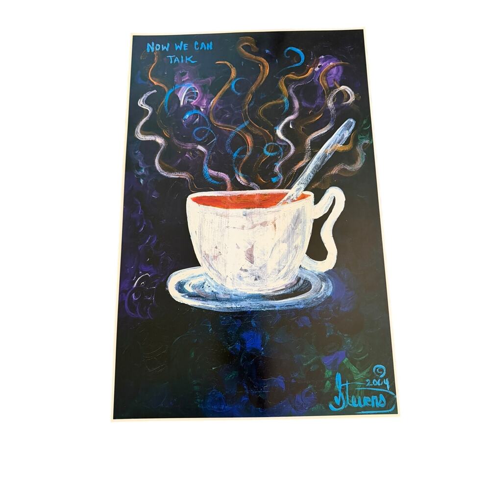 Larry Stevens 2004 Now We Can Talk Coffee Art Print Poster